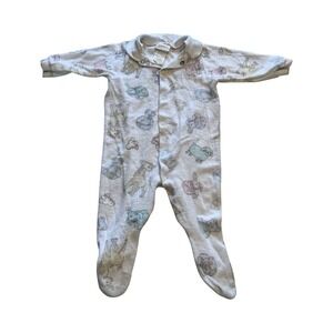 Vintage 80s Carter's White Terry Cloth Footie Pajamas Sleeper‎ Snap 3-6m